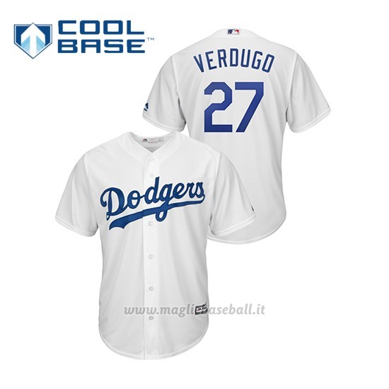 Maglia Baseball Uomo Los Angeles Dodgers 27 Alex Verdugo Cool Base Bianco